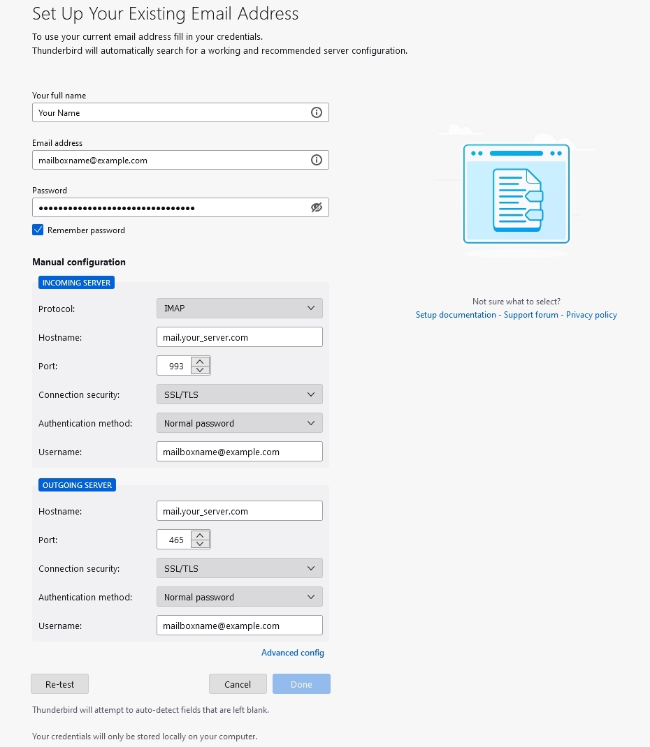 Setup Your Existing Email Address Box with paper icon